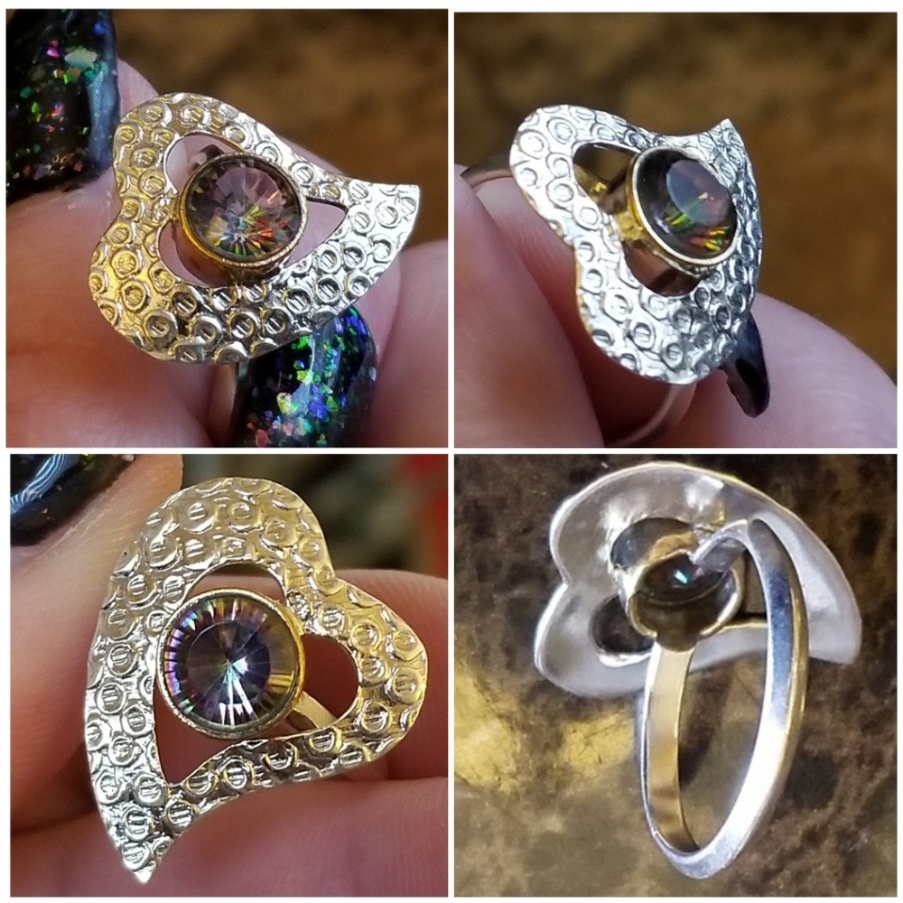 Genuine 2ct Rainbow Topaz Ring Size 8